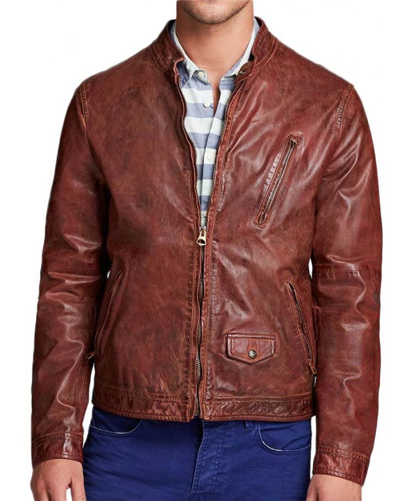 Joseph Gordon Levitt Don Jon Brown Distressed Leather Jacket