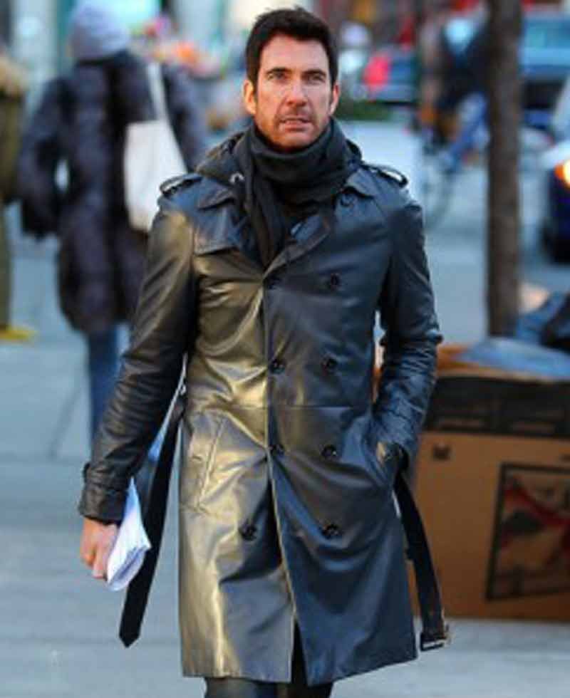 Dylan Mcdermott Belted Black Leather Coat