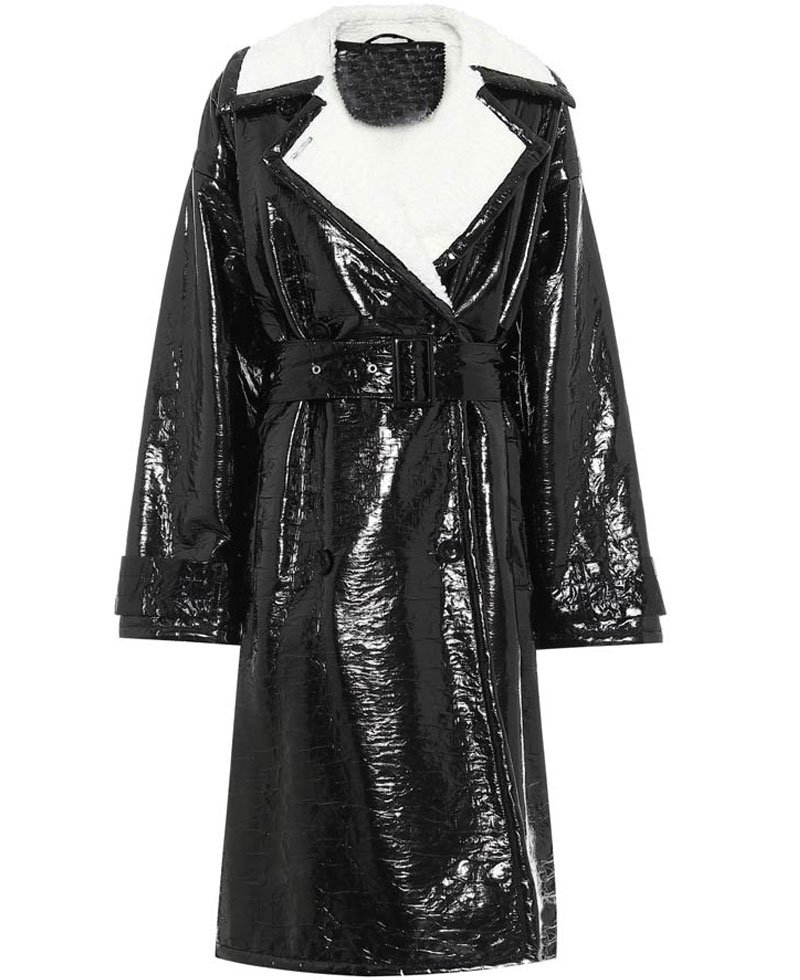 Dynasty Elaine Hendrix Black Shearling Coat