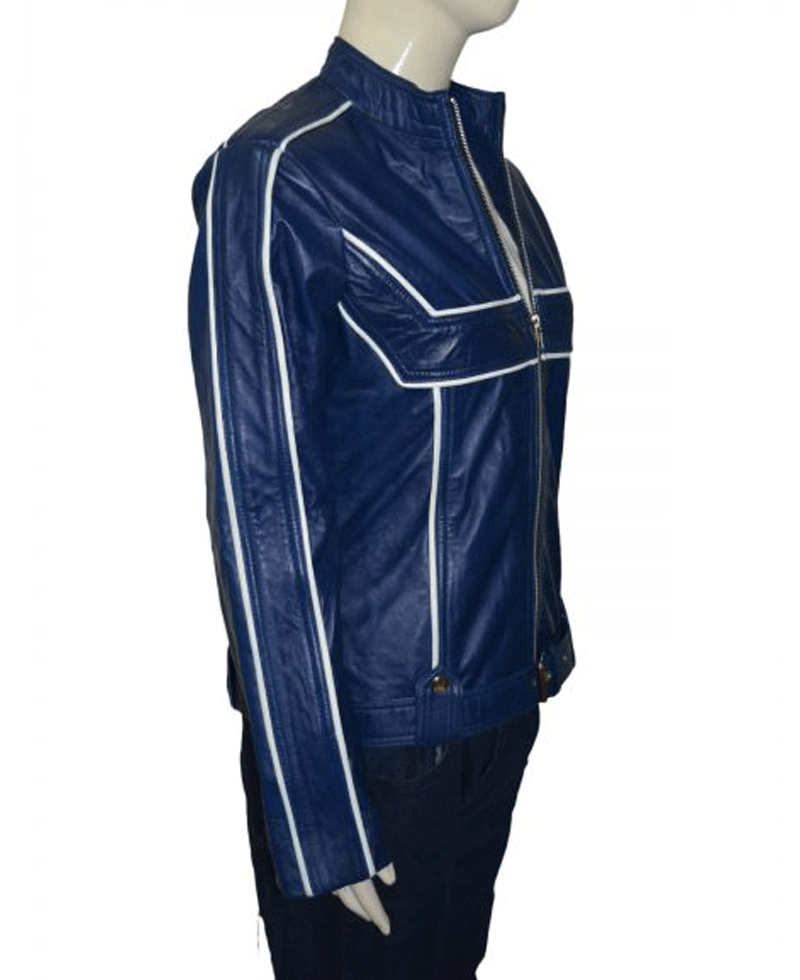 Once Upon a Time Emma Swan Blue Leather Jacket Once Upon a Time Emma Swan Blue Leather Jacket