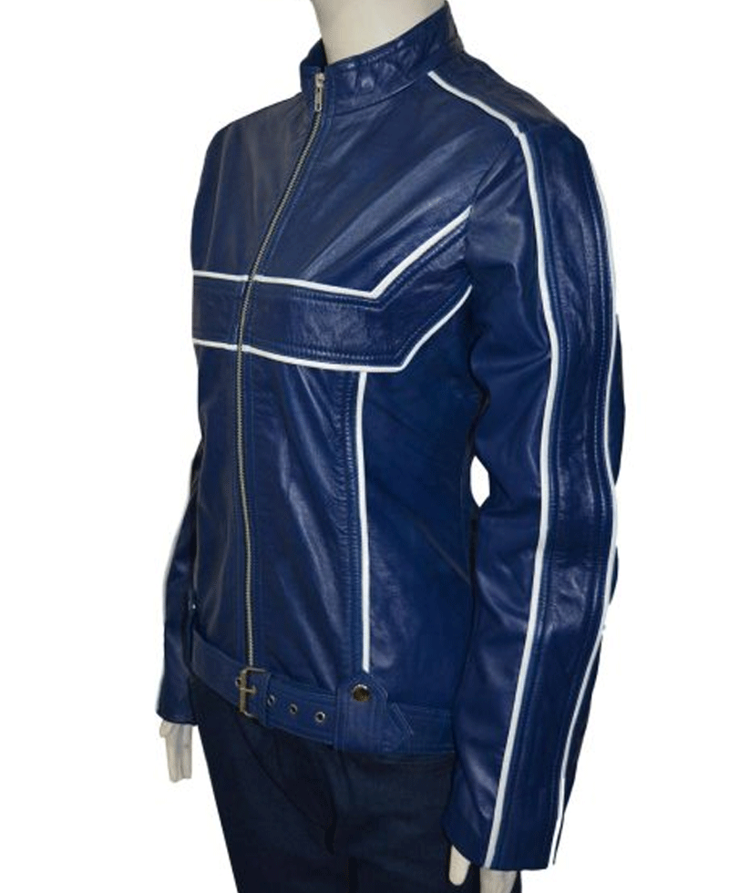 Once Upon a Time Emma Swan Blue Leather Jacket Once Upon a Time Emma Swan Blue Leather Jacket