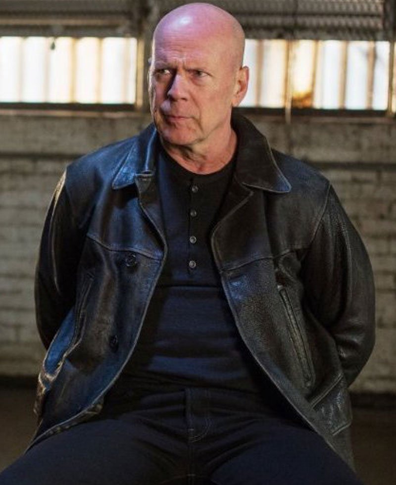 Extraction Film Bruce Willis Black Leather Jacket