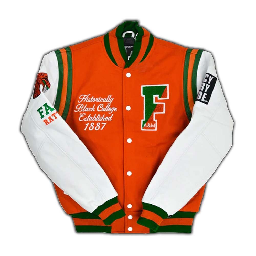 Famu Motto 2.0 Orange Varsity Jacket