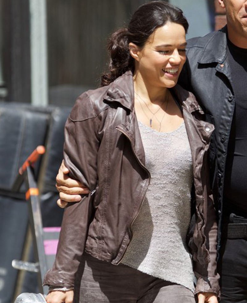 Fast and Furious 8 Michelle Rodriguez Brown Leather Jacket