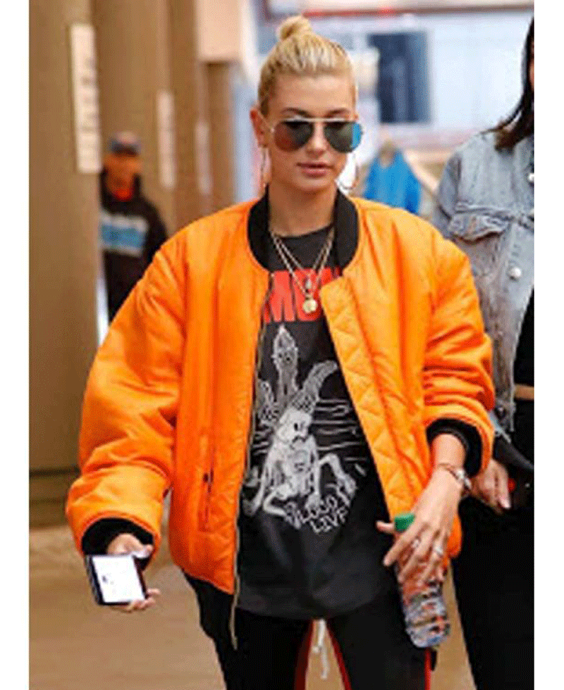 Hailey Baldwin Oversize Bomber Jacket