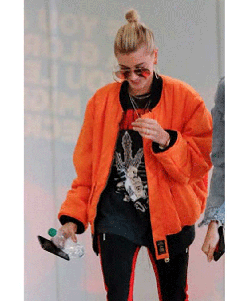 Hailey Baldwin Oversize Bomber Jacket