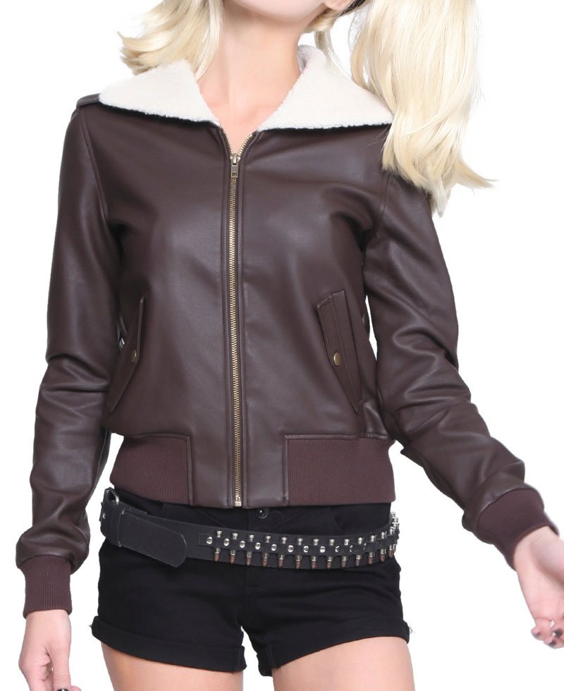 Harley Quinn Bombshell Brown Leather Jacket