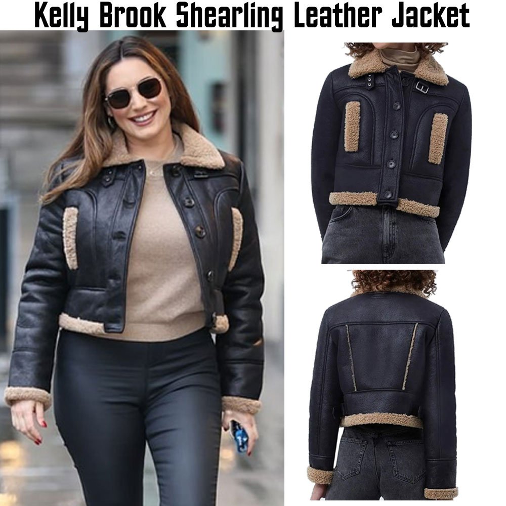 Kelly Brook Heart Radio Studios Shearling Jacket