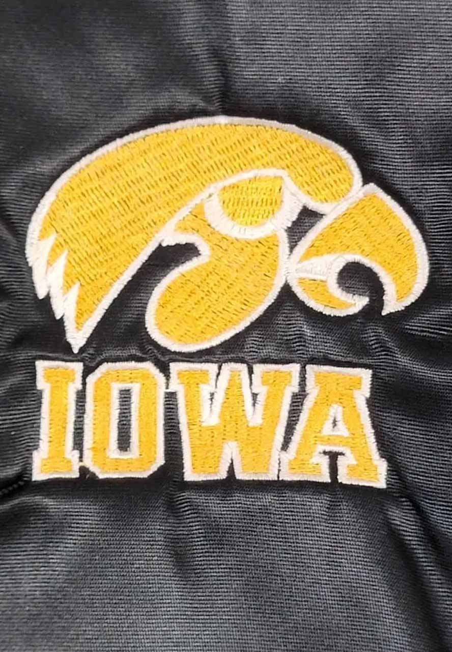 Iowa Hawkeyes 80s Black Satin Jacket