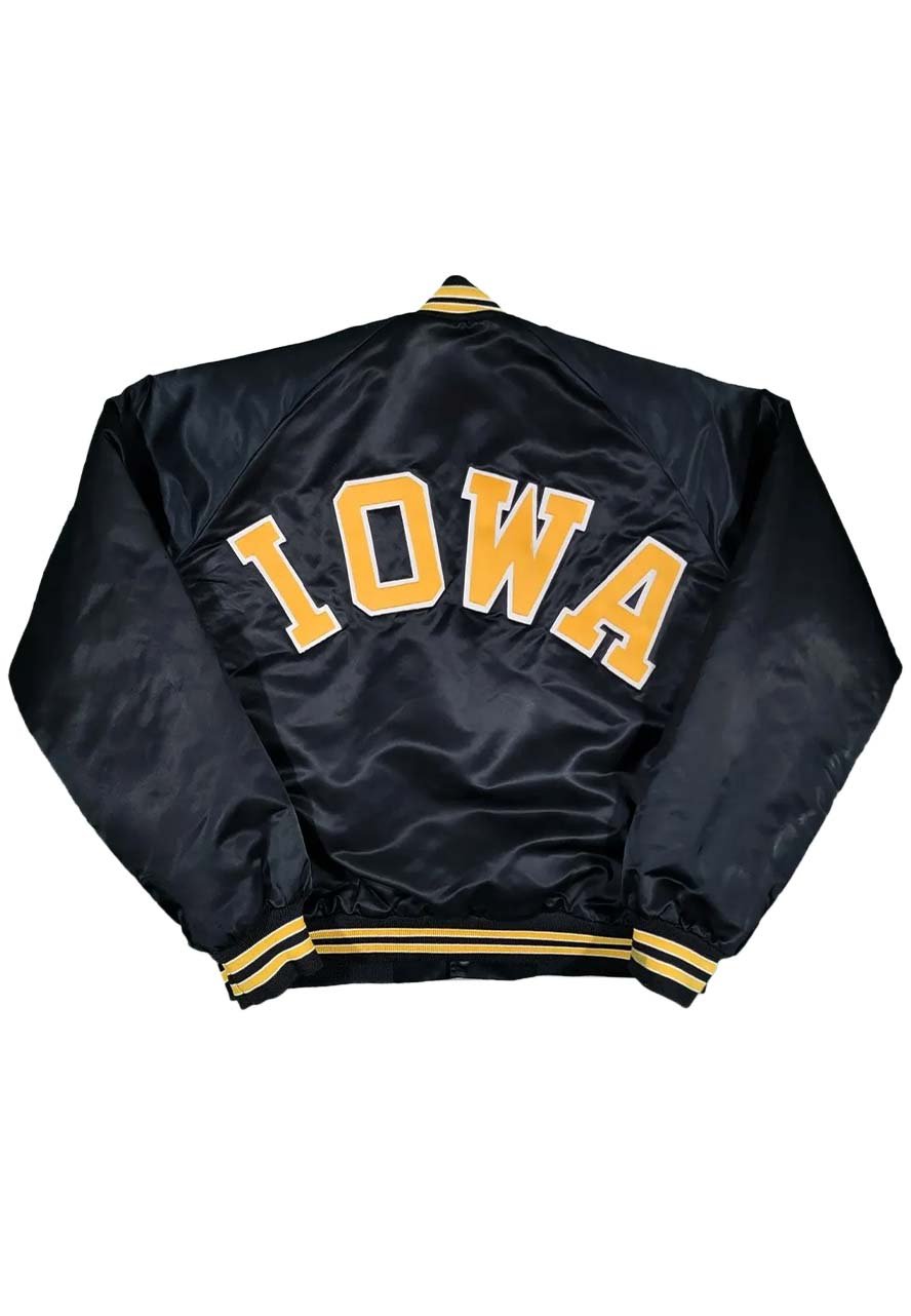 Iowa Hawkeyes 80s Black Satin Jacket