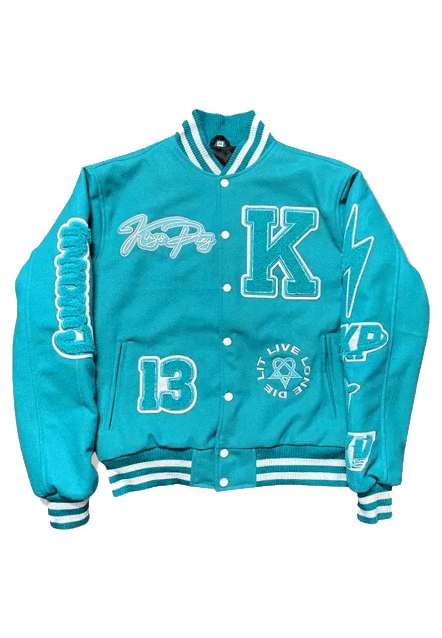 Kingsplay University Aqua Blue Varsity Jacket