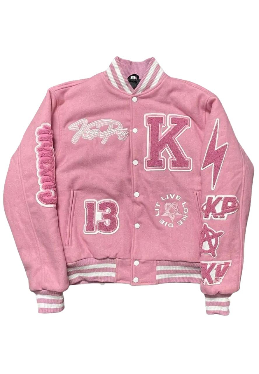 Kingsplay University Aqua Pink Varsity Jacket