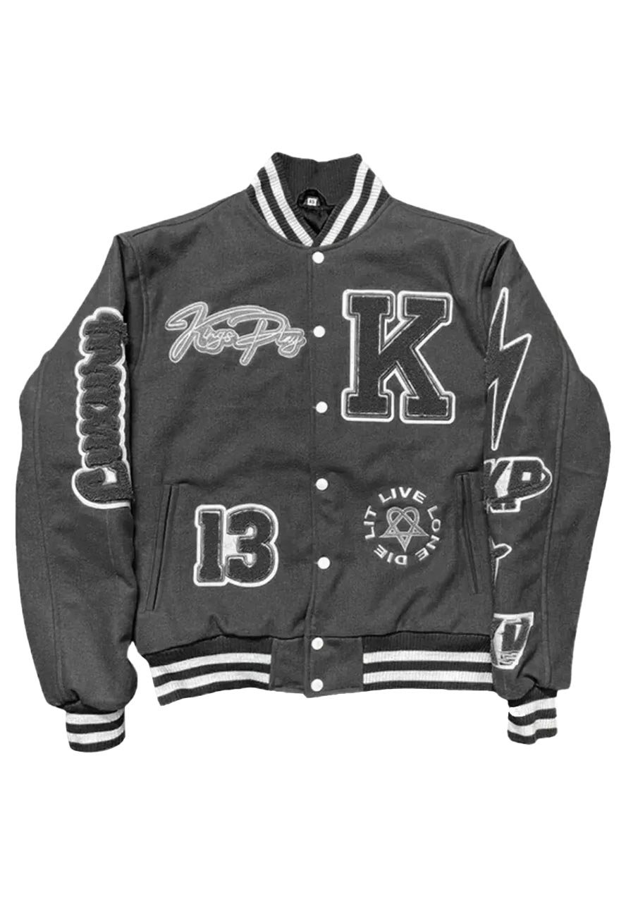 Kingsplay University Grey Varsity Jacket