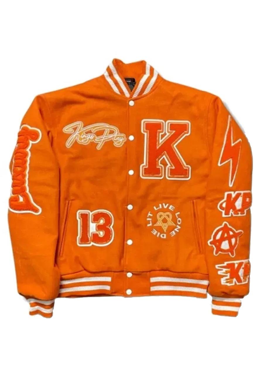 Kingsplay University Orange Varsity Jacket