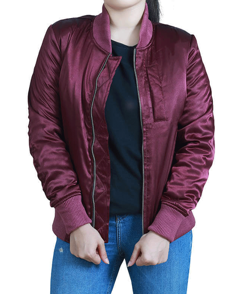 L.A.'s Finest Jessica Alba Burgundy Bomber Jacket