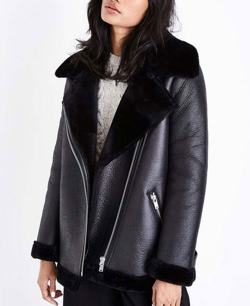 Laysla De Oliveira Locke & Key Black Shearling Jacket
