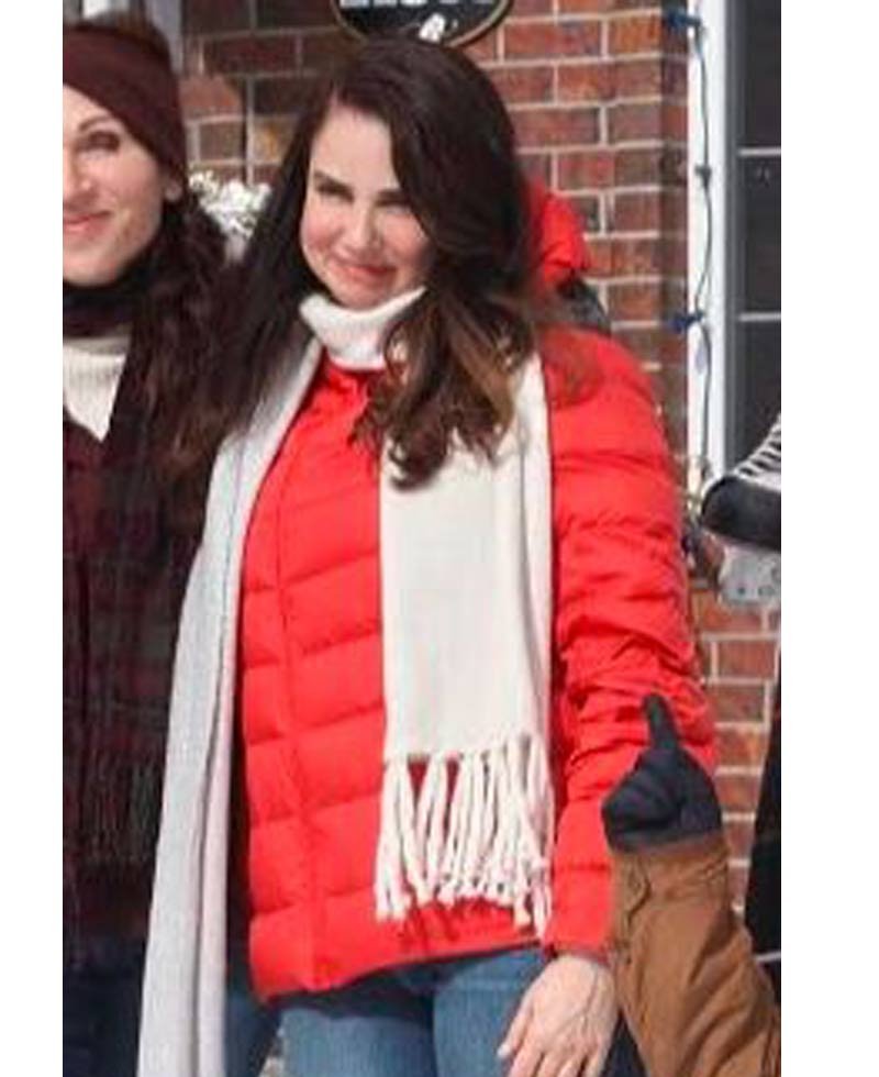 Mia Kirshner Love Lights Hanukkah Red Hooded Jacket