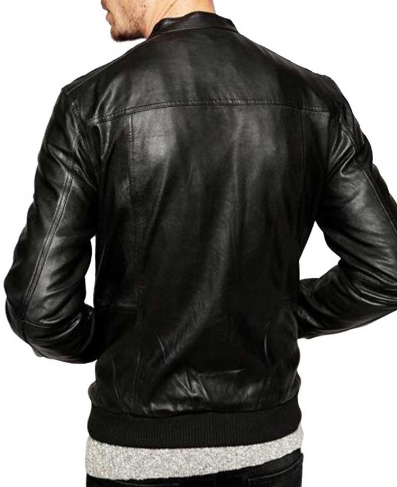 Men's Casual Mandarin Collar Leather Jacket