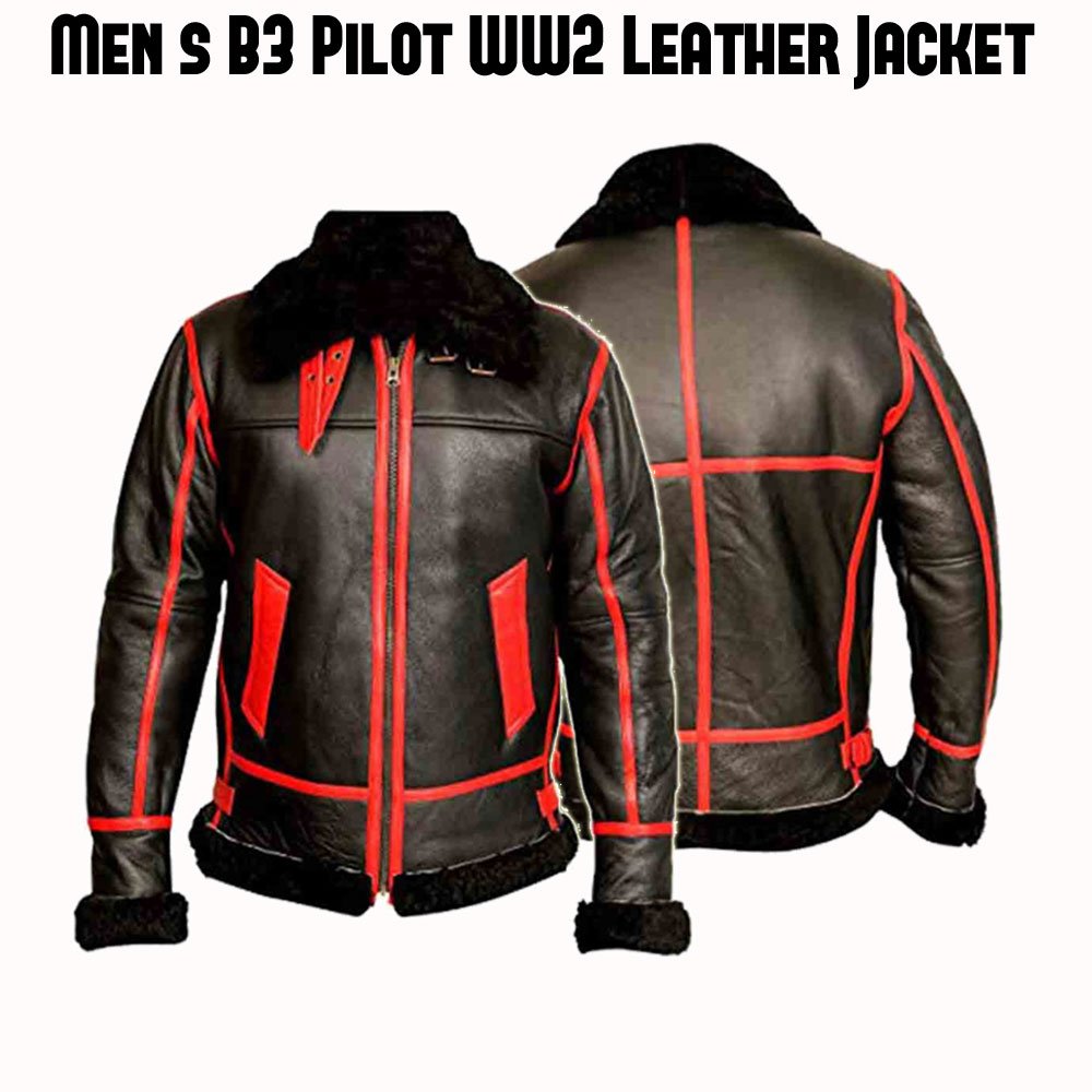 Men's B3 Pilot WW2 Black Leather Jacket