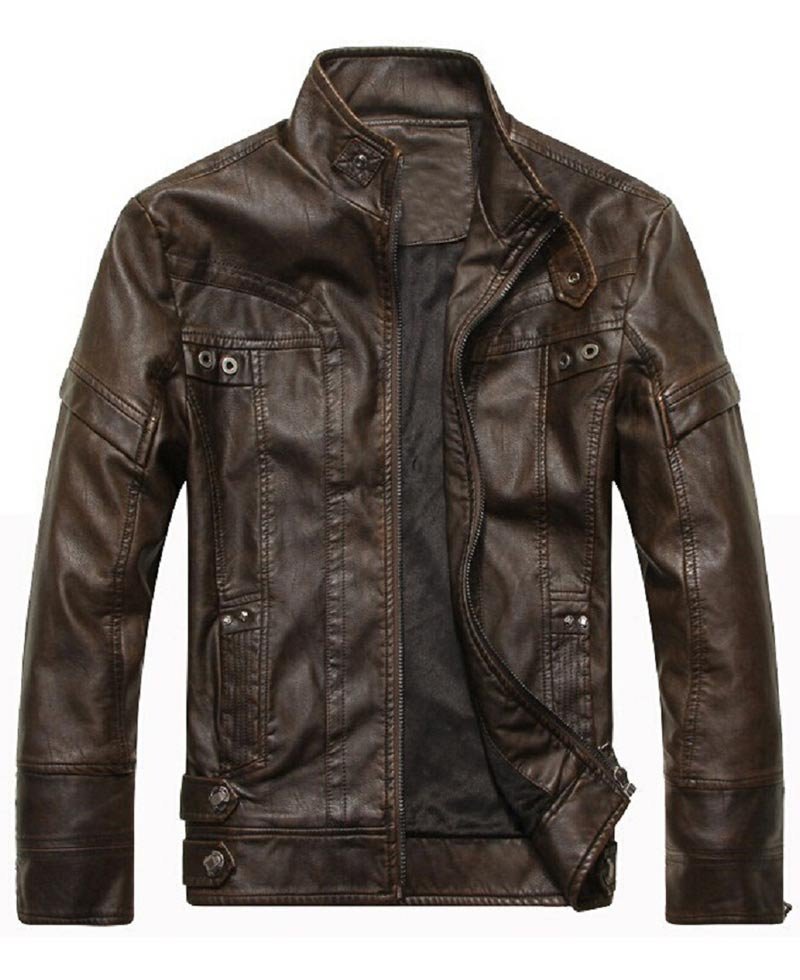 Men's Biker Style Slim Fit Leather Jacket