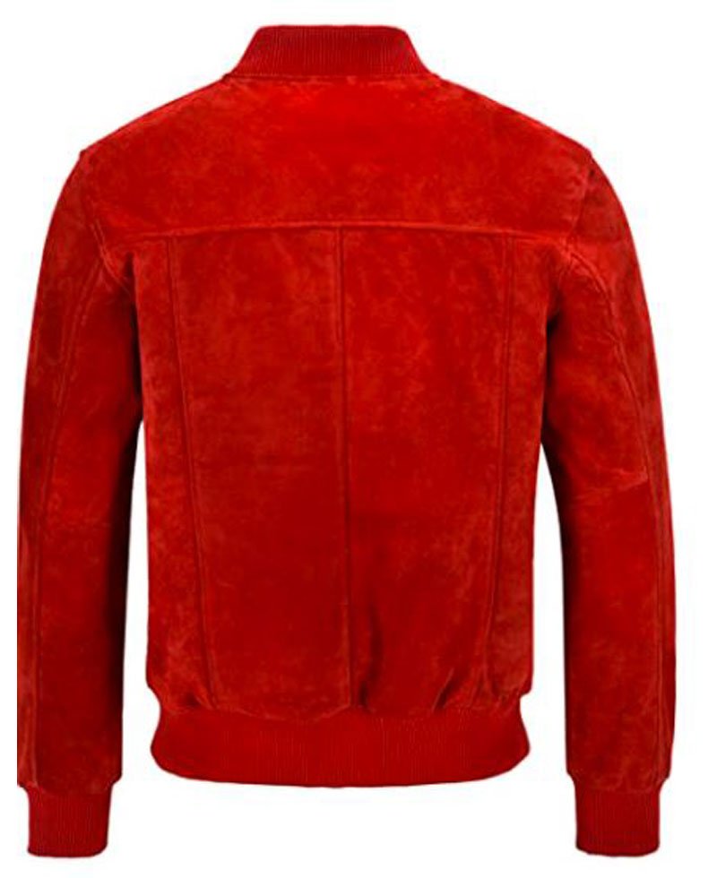 Men's Classic Bomber 70's Suede Red Jacket