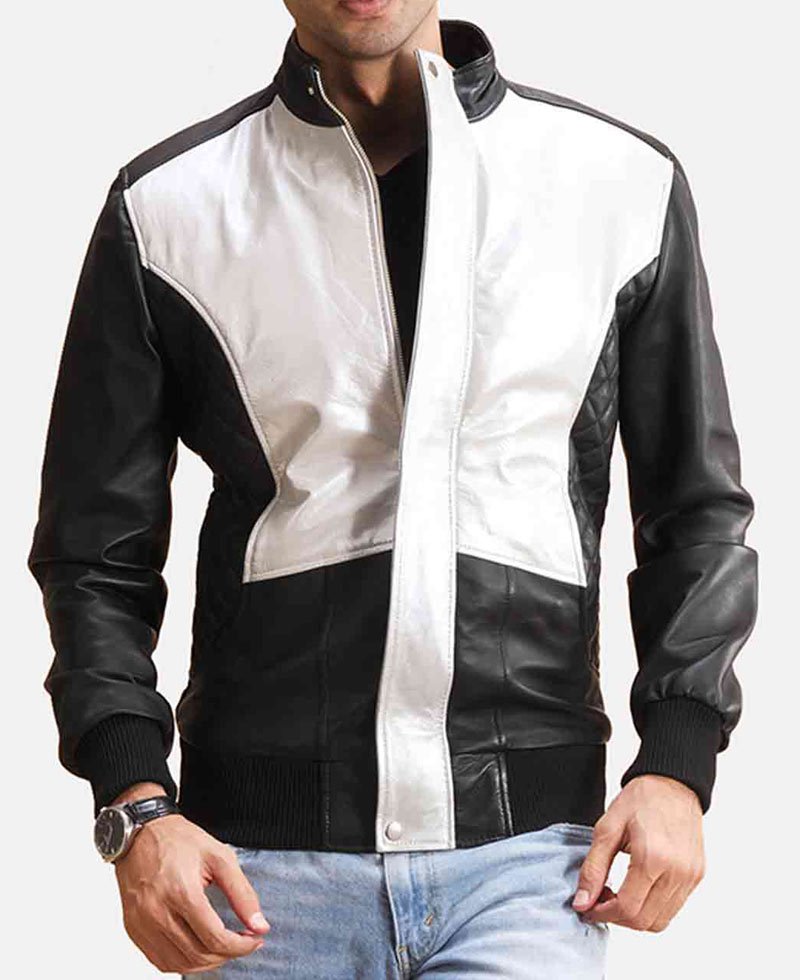 Men's Spade Silver Bomber Leather Jacket
