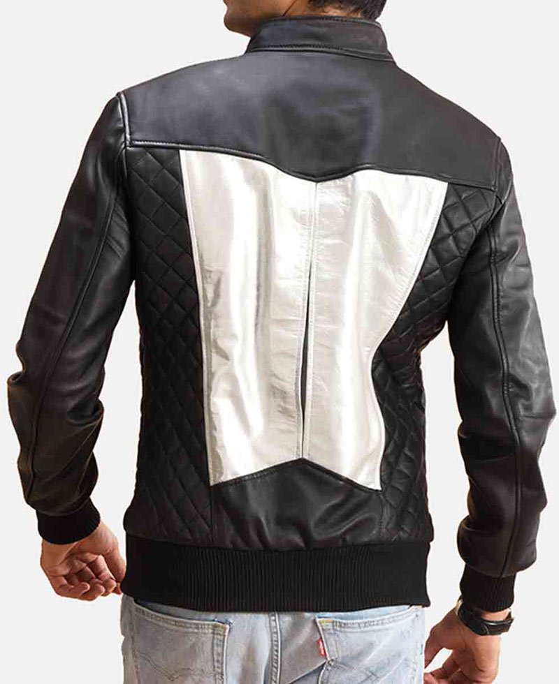 Men's Spade Silver Bomber Leather Jacket