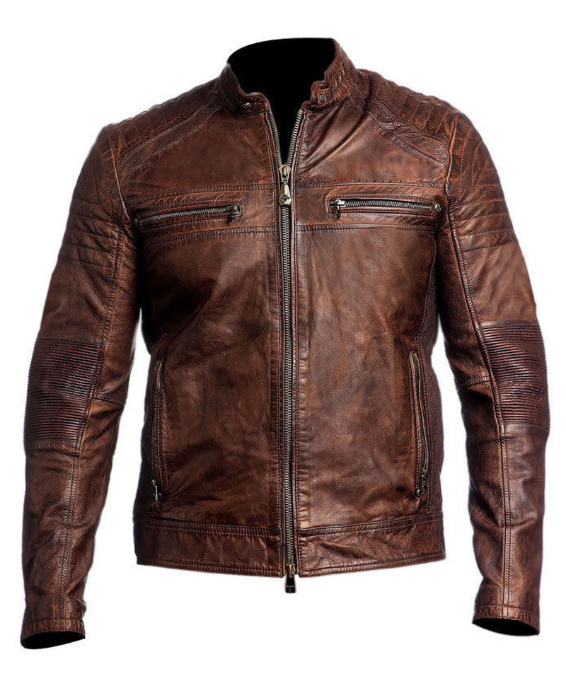 Men's Cafe Racer Vintage Leather Motorcycle Jacket