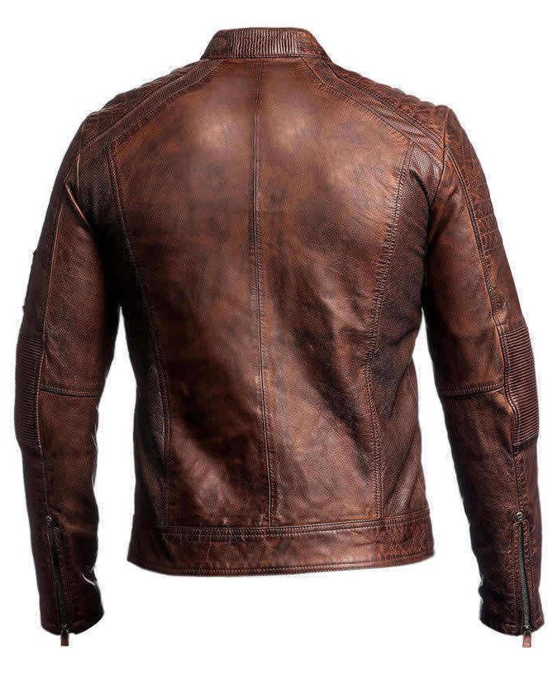 Men's Cafe Racer Vintage Leather Motorcycle Jacket