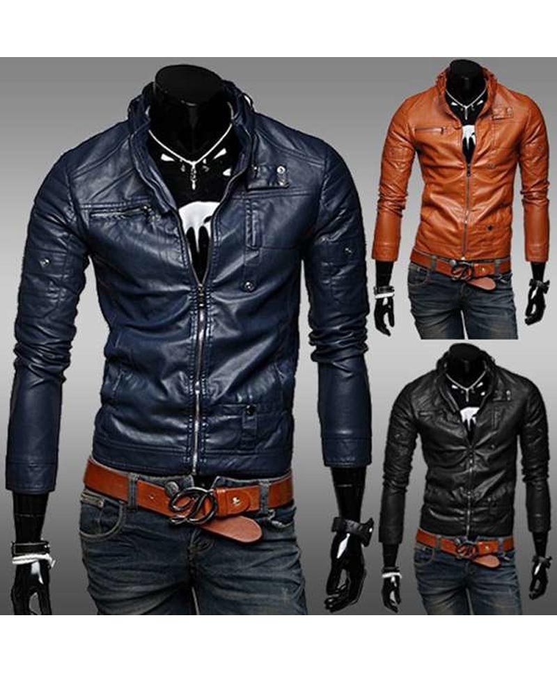 Men S Casual Wear Slim Fit Leather Jacket In Diffe Color Jackets