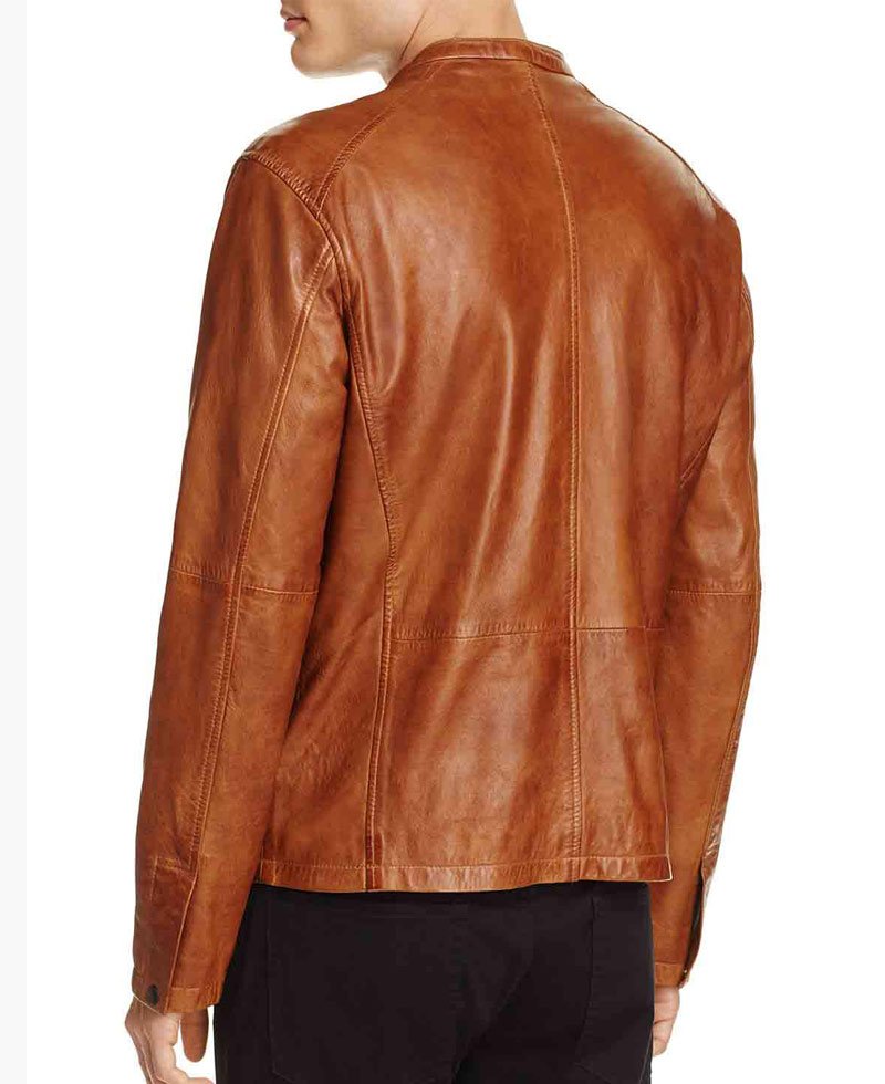 Men's Casual Designer Tan Brown Leather Jacket