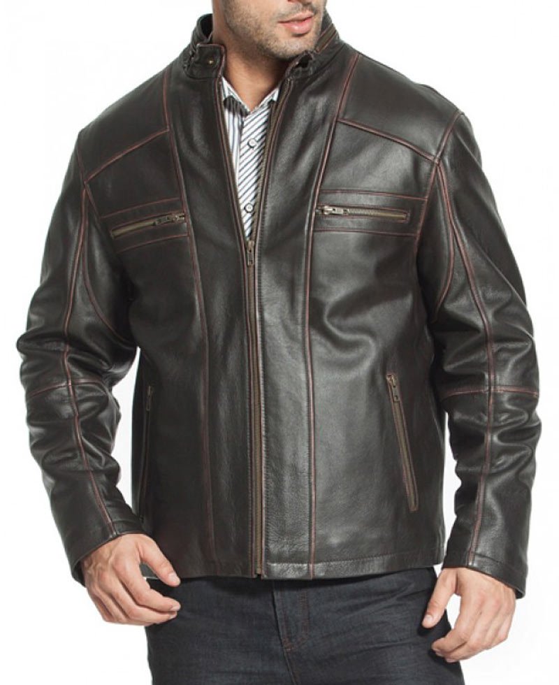 Men's Casual Wear Designer Cowhide Brown Leather Jacket