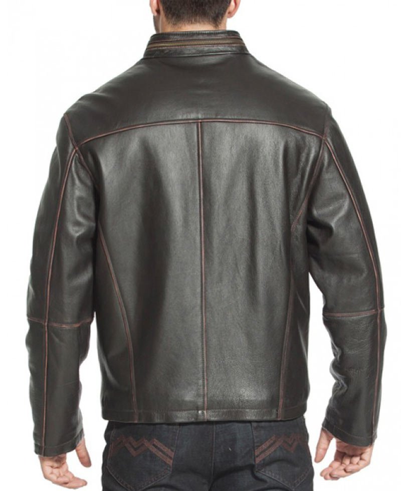 Men's Casual Wear Designer Cowhide Brown Leather Jacket