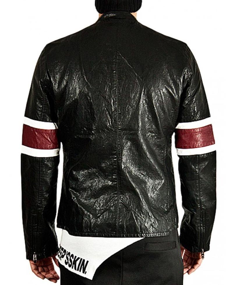 Men's Designer Striped Faux Leather Jacket