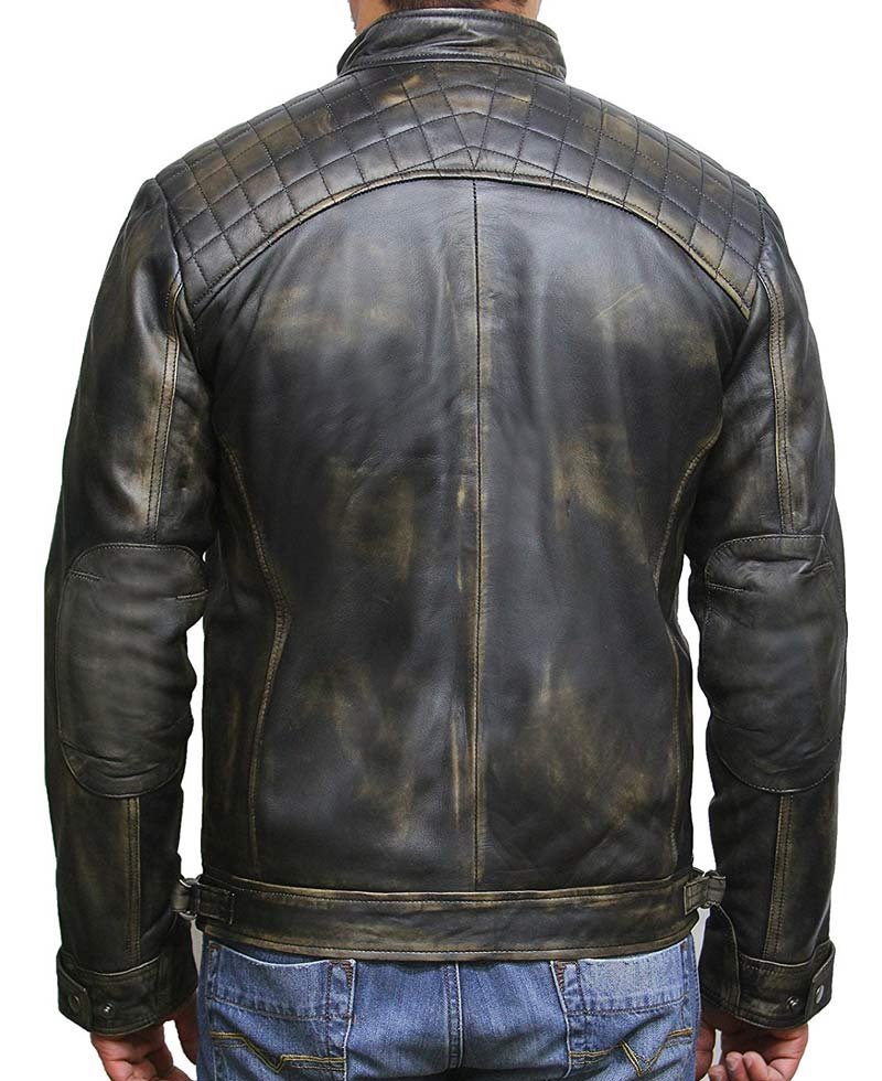 Men's Casual Wear Diamond Quilted Shoulders Waxed Jacket