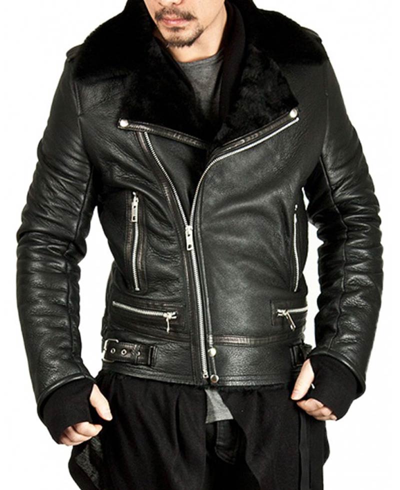 Men S Fur Lined Asymmetrical Black Leather Jacket Jackets Asymmetrical Black Leather Jacket