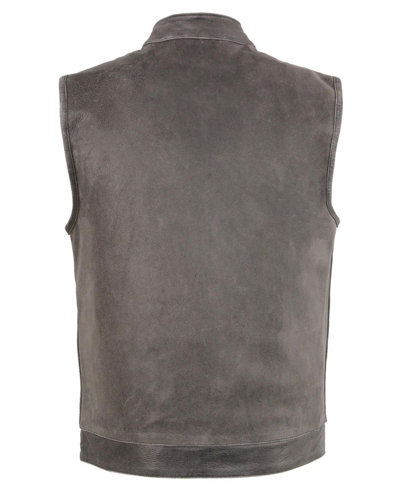 Men's Grey Leather Biker Vest