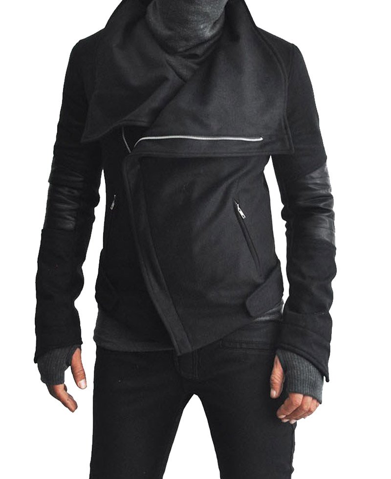 Men's High Neck Ninja Asymmetrical Wool Jacket