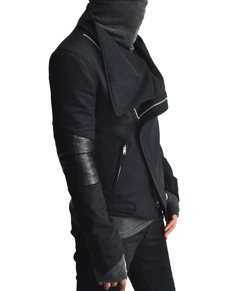 Men's High Neck Ninja Asymmetrical Wool Jacket