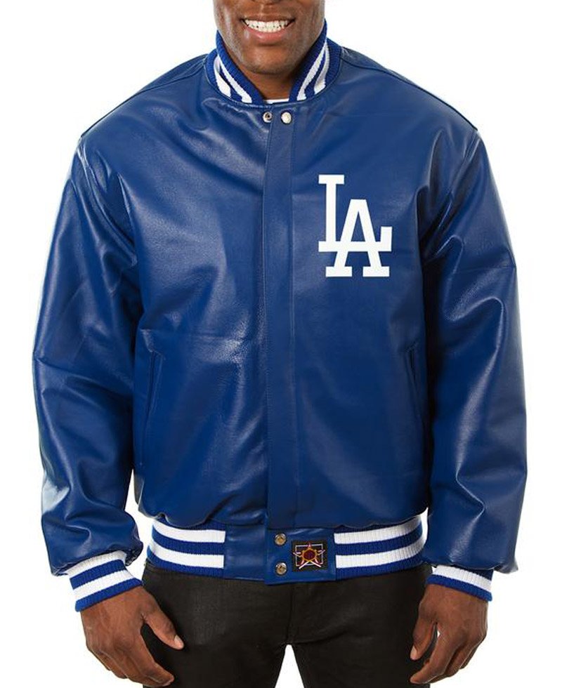 Men's LA Dodgers Bomber Leather Jacket