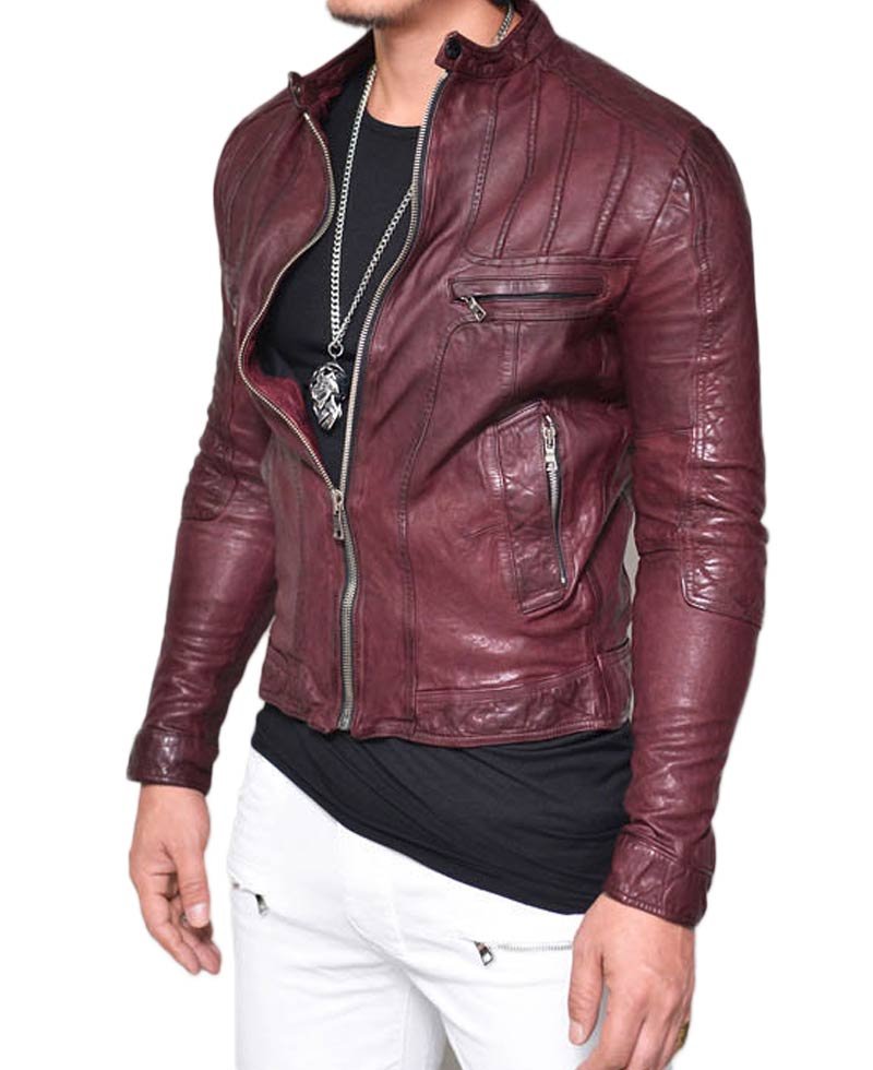 Men s Lambskin Diamond Quilted Designer  Leather Jacket  