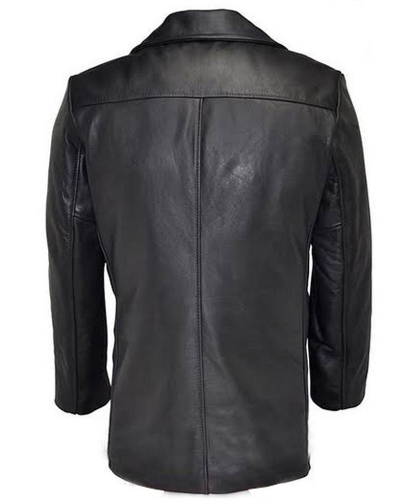 Men's Leather Pea Coat
