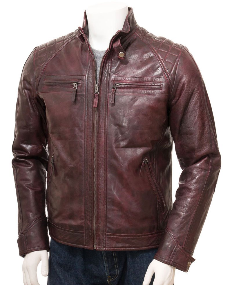 Men’s Motorcycle Oxblood Quilted Leather Jacket
