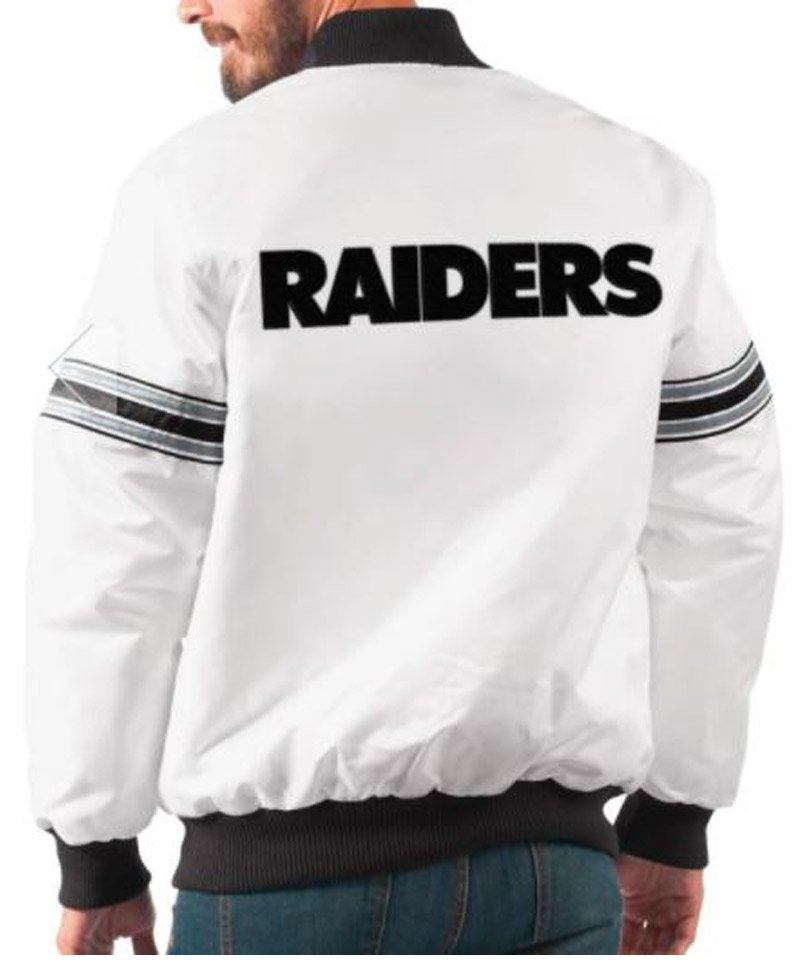 Men's Varsity Raiders Bomber White Jacket