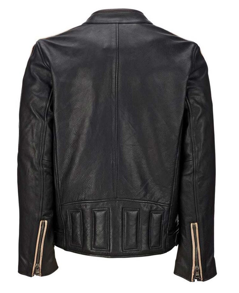 Men's Cafe Racer Retro Black Leather Jacket