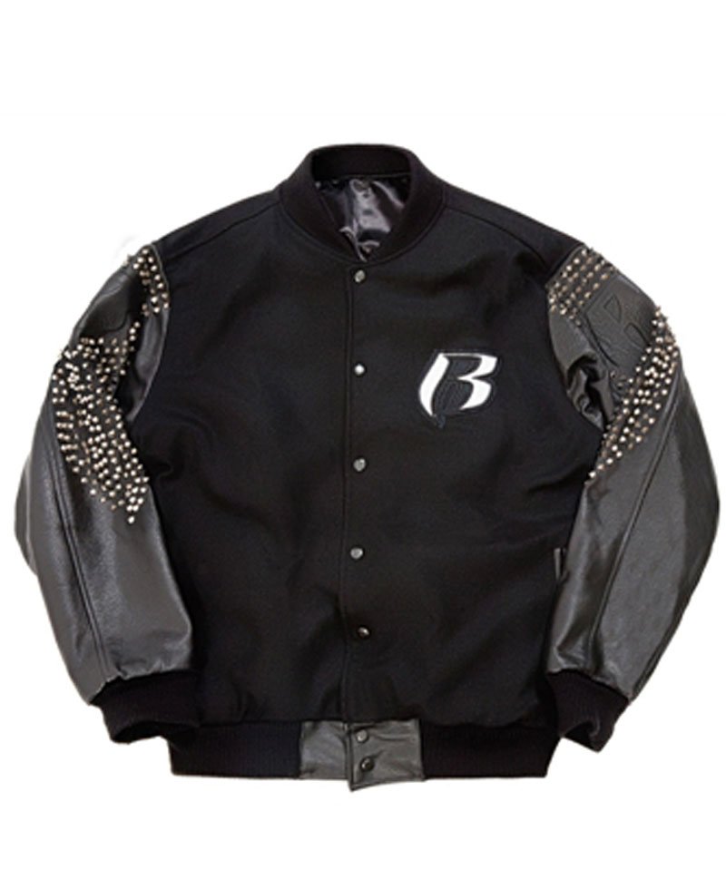 Men's Ruff Ryders Black Letterman Jacket