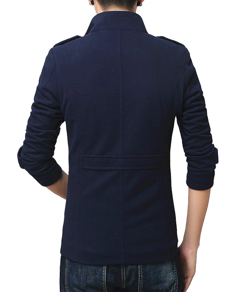 Men's Shearling Blue Wool Single Breasted Jacket