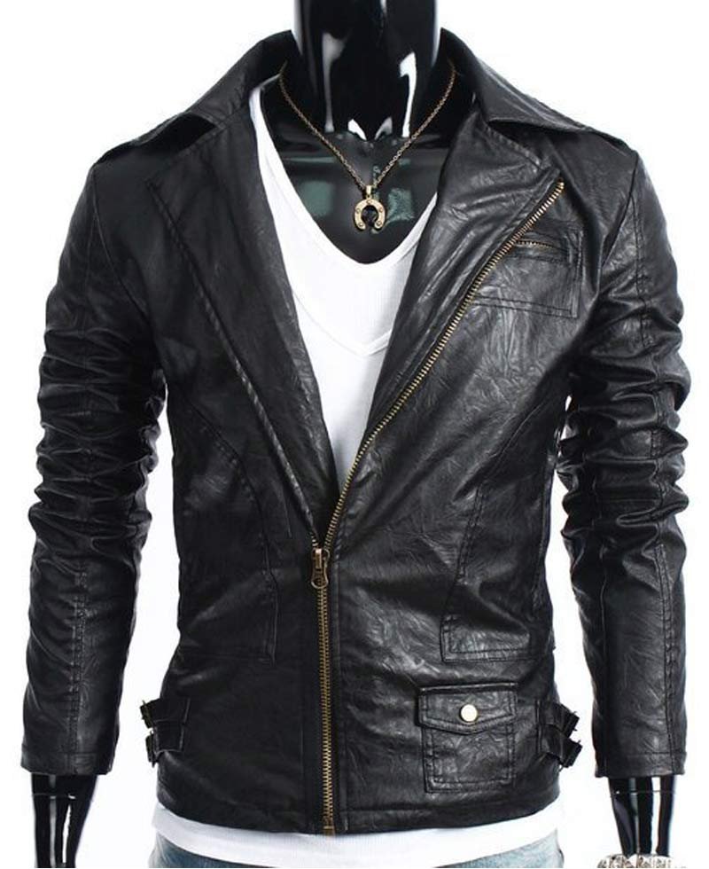 Men's Slim Fit Biker Style Leather Jacket