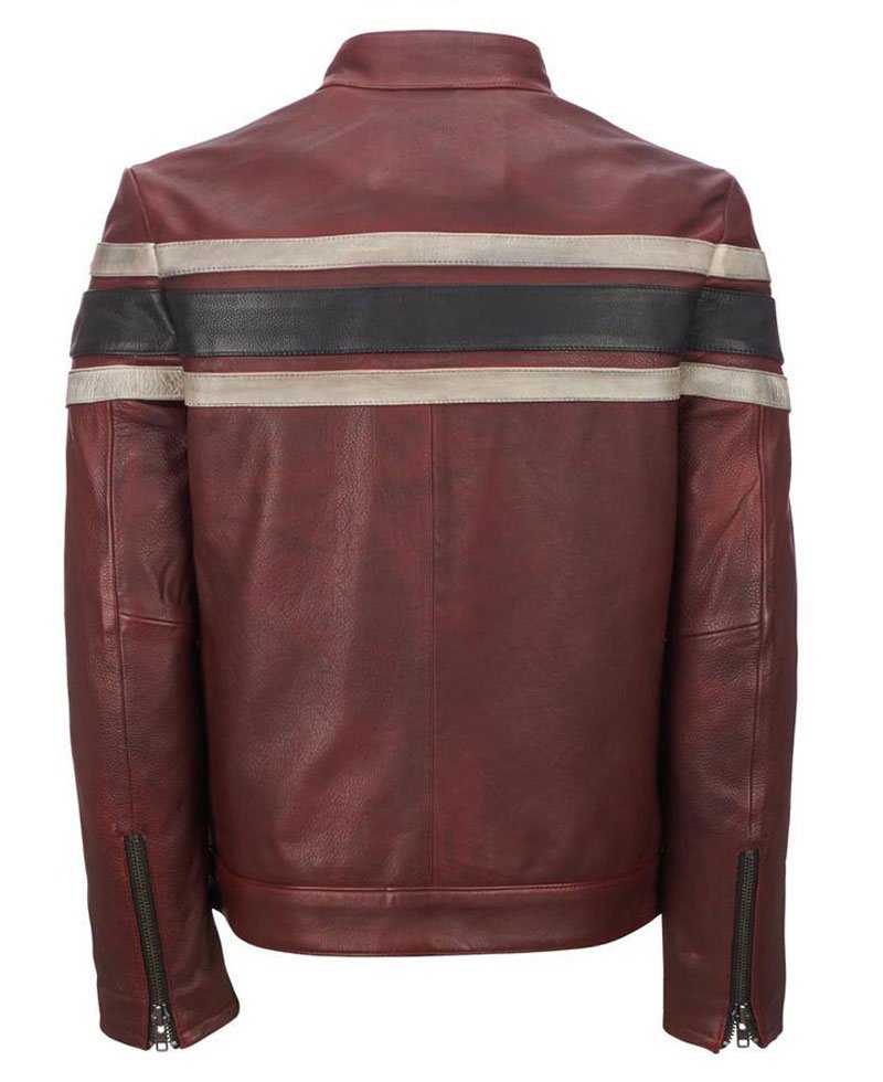 Men's Red Waxed Retro Leather Jacket