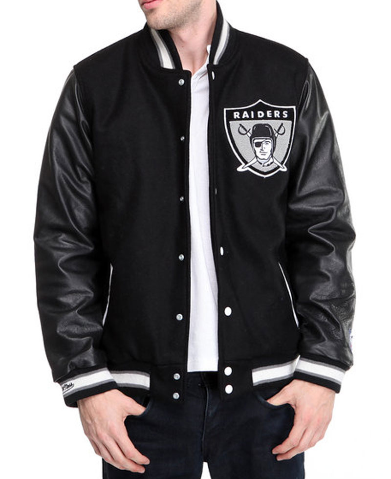 Men's Raiders Black Letterman Jacket